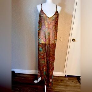 Pain de Sucre Colorful Snake Print Sheer Maxi Dress Cover Up sz L
